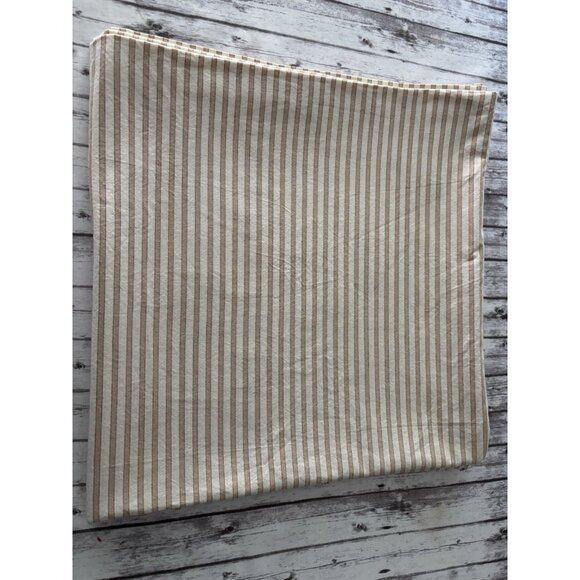 Pottery Barn Wheaton Stripe 63x63” Square CottonTablecloth Tan Ivory - Picture 1 of 10